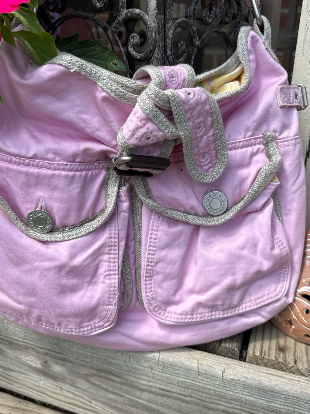 Gap vintage Pink Canvas Shoulder Bag with Contrast Trim